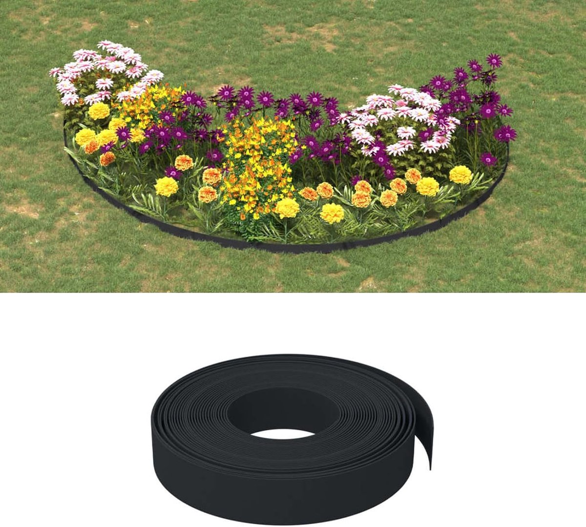 4 stuks, zwart, 10 m x 10 cm, polyethyleen, flexibele bloembedrand voor bloembedden, groentebedden en vijvers, uv-bestendig, weerbestendig