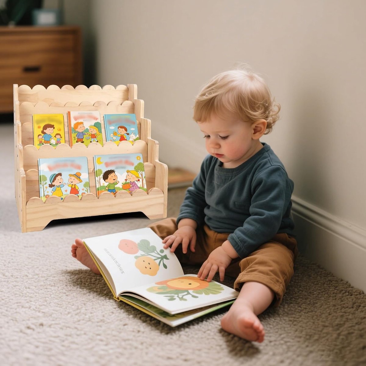 Boekenkast voor kinderen, kinderkamerrek, rek voor kinderkamer, opbergrek voor kinderen, boekenrek, speelgoedrek, kinderrek, 43 x 29 x 40 cm