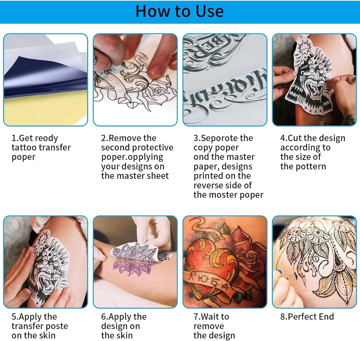 50 Vellen Tattoo Transfer Paper - Professioneel Tattoo Kopieerpapier voor Creatieve Ontwerpen en Tekeningen