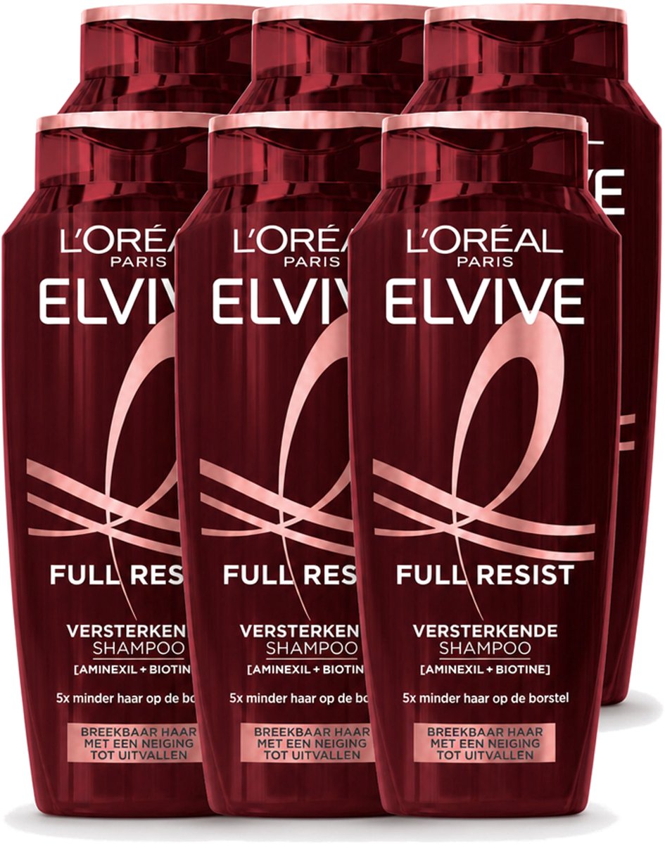 6 x L’Oréal Paris Elvive – Shampoo – Full Resist – Versterkend met Aminexil & Biotine – 250 ml - Voordeelverpakking - 6 stuks