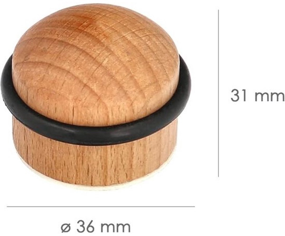 Ronde zelfklevende houten deurstop - Eiken kleur