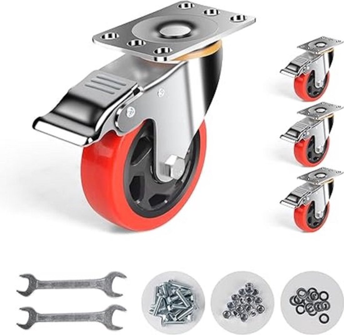 Heavy Duty Casters / Trolley Wheels for Furniture - Rubber Heavy Duty Wheels - Heavy Duty Castors / Transport Wheels 600 k