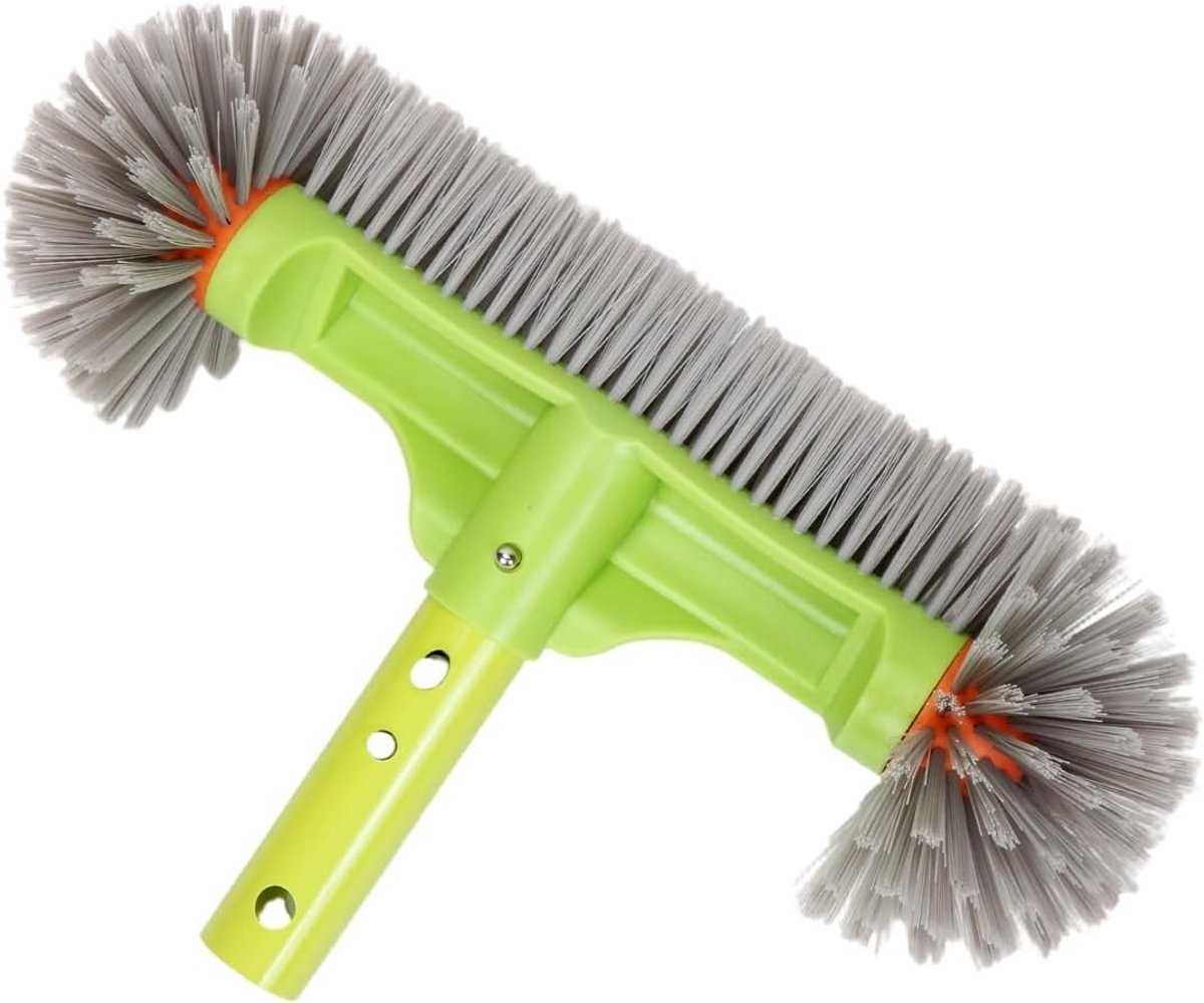Rechthoekige Poolborstel met Ronde Einden voor Makkelijk Schoonmaken van Zwembadwanden en Bodem, Inclusief Verlengstang Optie