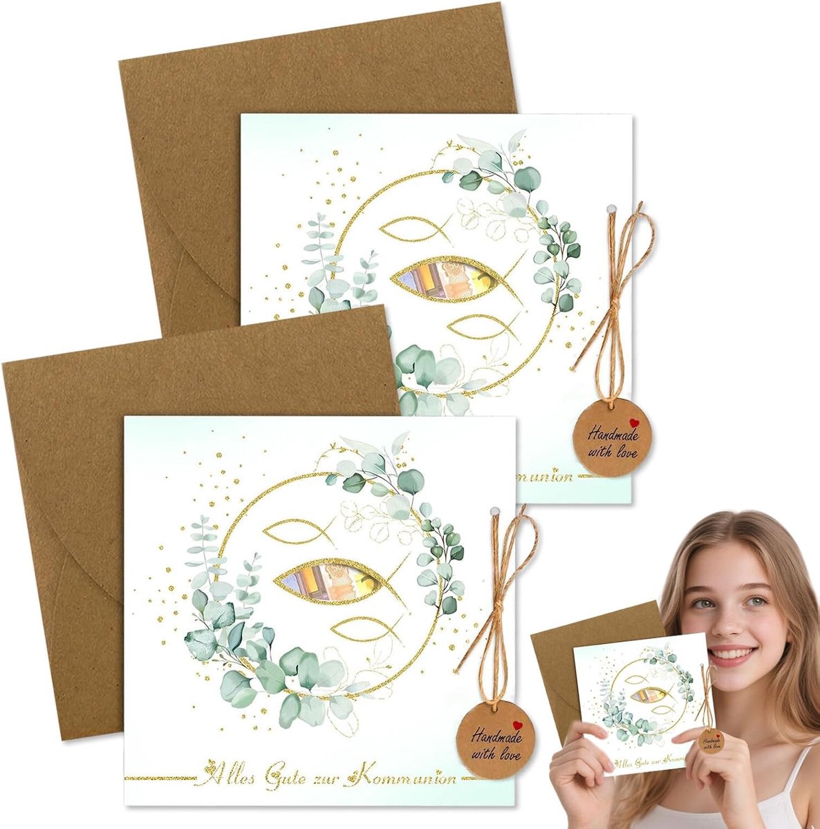 Verrassingskaart voor Doop – Multifunctionele Geschenkkaarten Set voor Doop, Geboorte en Bevestiging – Inclusief Kaart, Cadeaukaart, Touw, Handgemaakte Kaart en Lijmpunt – Verpakking en Gesc