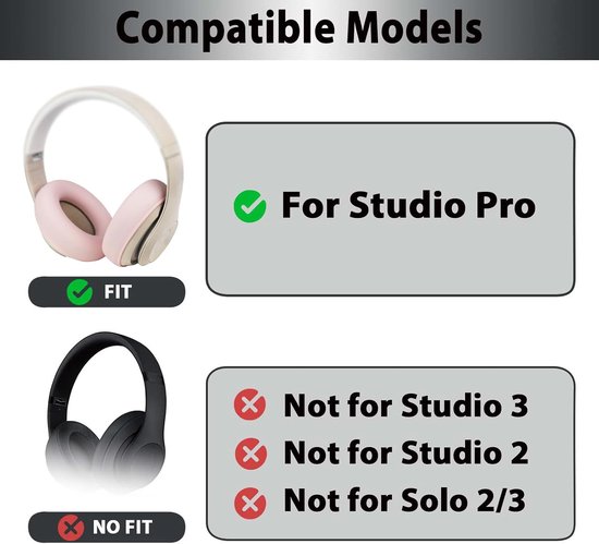 Zweetoorhoezen voor Beats Studio Pro-hoofdtelefoon, siliconen hoofdtelefoonhoezen voor Beats Studio Pro-accessoires, wasbare en zweetbestendige oorkussens hoes - roze — afbeelding 4
