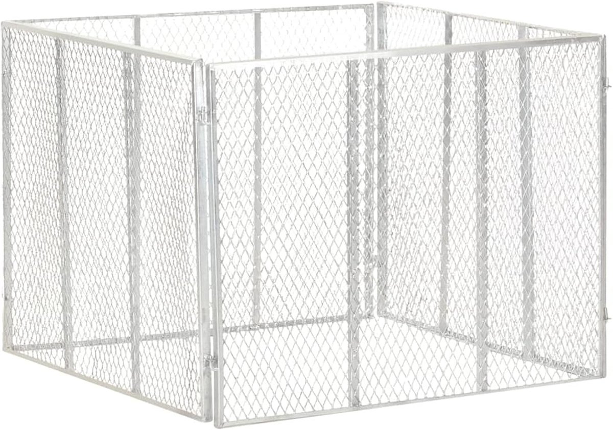 P146150 Compostbak van verzinkt ijzer, 100 x 100 x 77 cm, compostbak voor compost, tuinafval, bladeren, onkruid