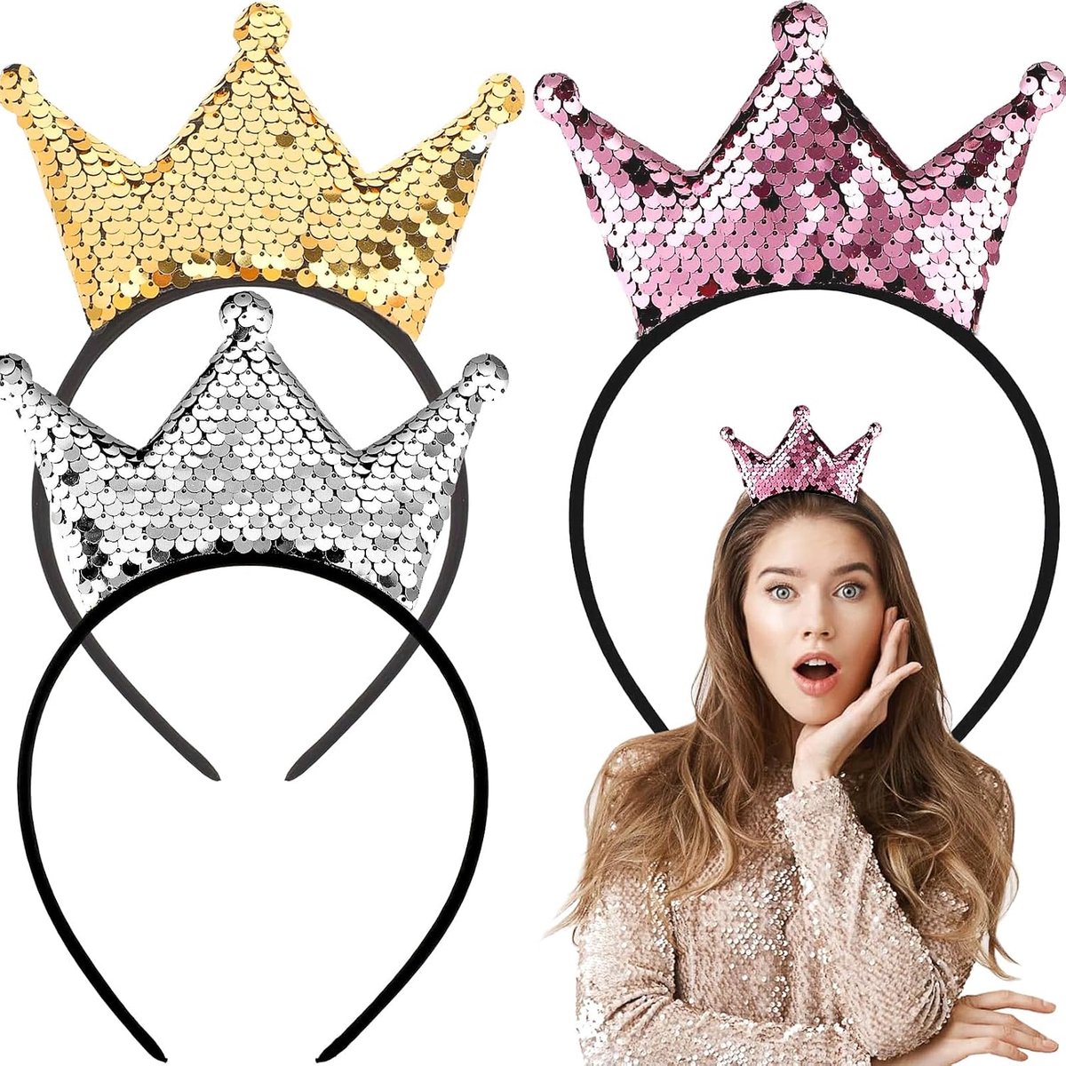 Glinsterende pailletten-diadeem