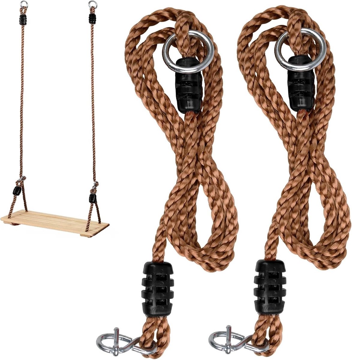 Set van 2 Verstelbare Schommeltouwen voor Buitenspeelgoed, Hammock en Speeltuin, 180 cm, Draagvermogen 300 kg