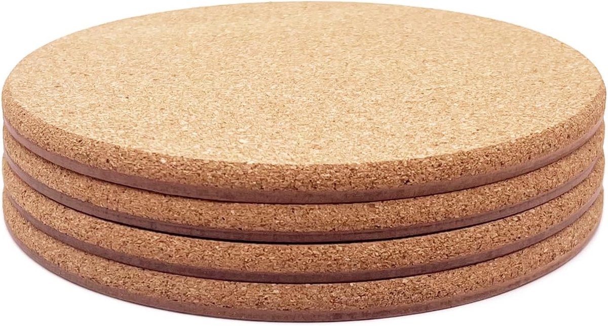 Plantenonderzetters, dubbellaagse harde dikke kurk plantenonderzetter, 20 cm absorberende kurkplantenmatten, kurkonderzetters voor warme gerechten, kurkplantenonderzetters voor