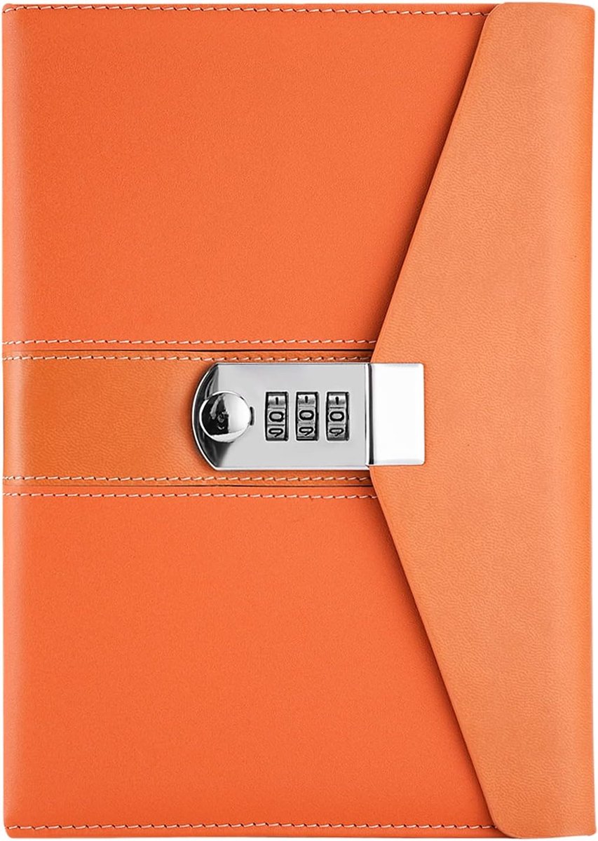 Notitieboek met slot, geheime dagboek, PU-leer A5 wachtwoord reisdagboek gebonden notitieblok met cijferslot, 22 x 15cm