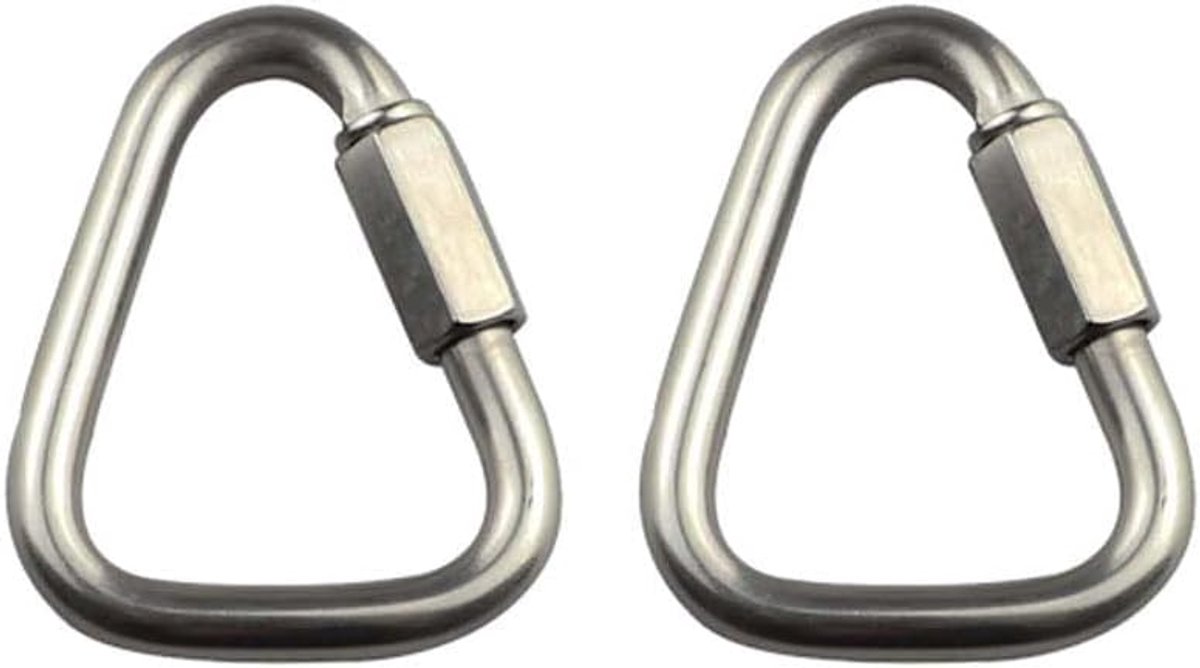 2 stuks karabijnhaak, roestvrij stalen driehoek karabijnhaak gesp Quick Connect Heavy Duty voor kamperen, wandelen, reizen, vissen, rugzak