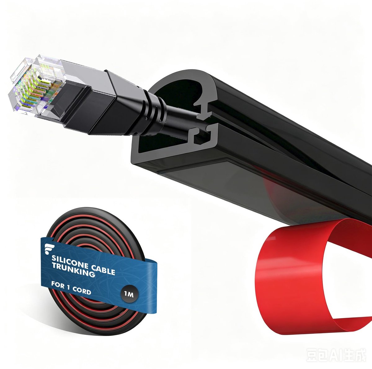 Kabelgoot 1 m - siliconen - zwart - flexibel kabelbeheer voor wand en vloer - ShopVlot