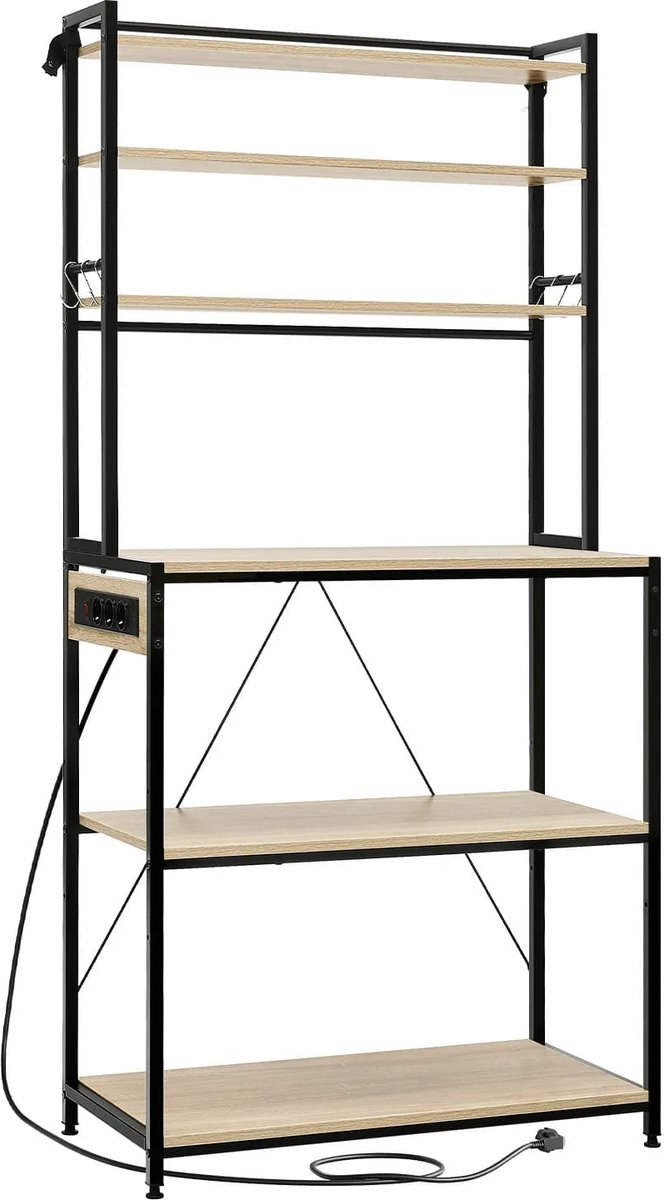 Klarven® Keukenrek Opbergoplossing Light oak maat XL met 6 Niveaus, Grote Capaciteit, Robuust