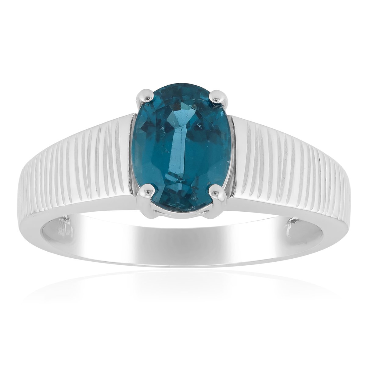 Cavill - Zilveren ring met 1,36 ct Ovale Groene Kyaniet - 925 SterlingZilver, Gerhodineerd - Elegante damesring, Moderne ring uit India