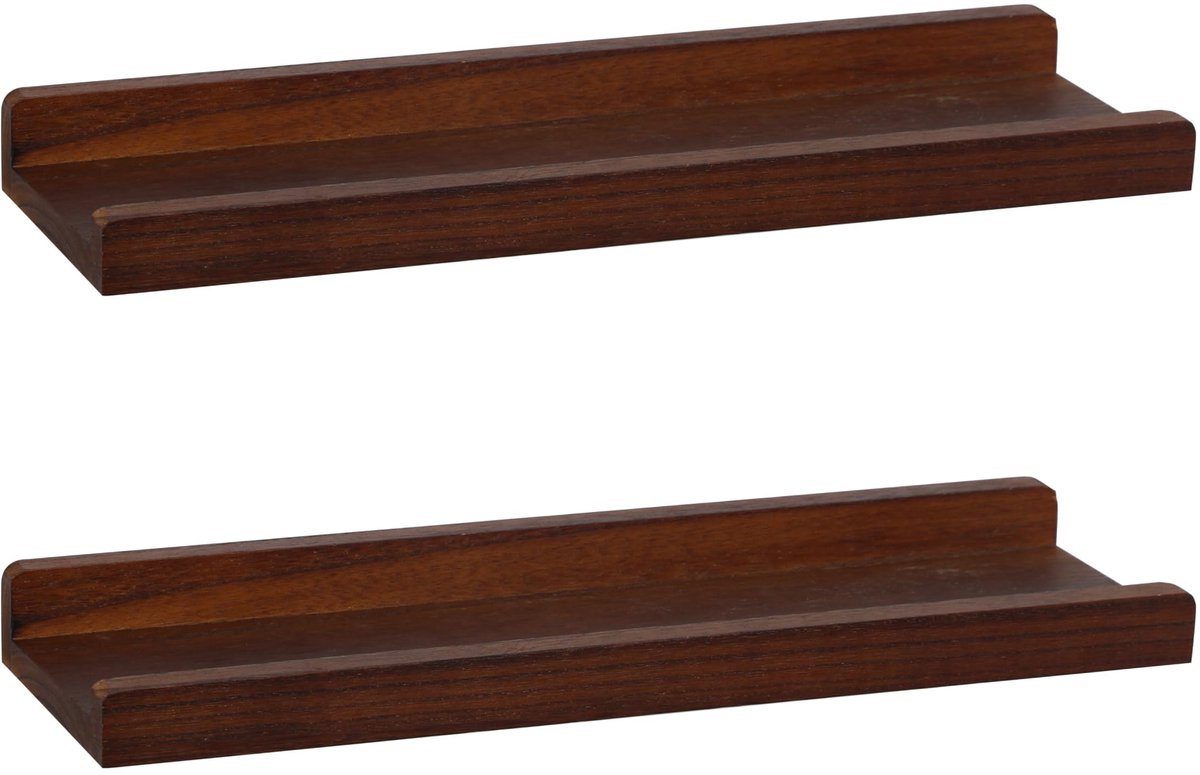Houten Wandrek Set - Zwevende Planken - Decoratie Opslag - Set Van Twee - 43 Bij 13 Cm - Walnoot