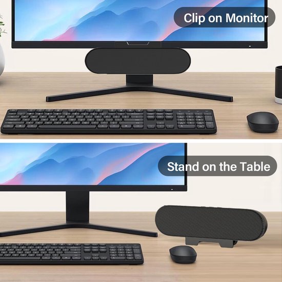 USB monitorluidspreker - Computer soundbar - Muziek en films - Clip-screen ontwerp - Niet gespecificeerd - Zwart — afbeelding 4