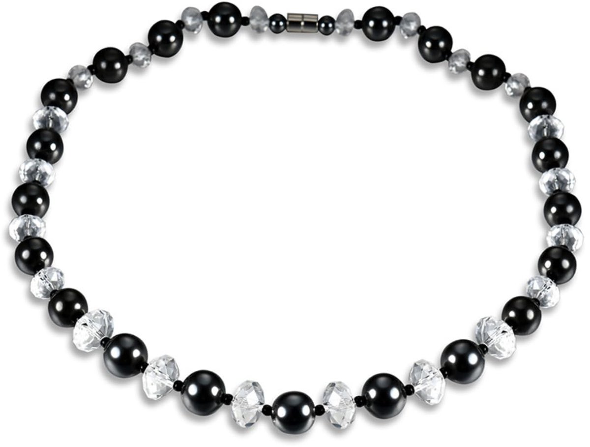 Magnetische halsketting - 1 stuk hematiet parels - met strass - bevorderd welzijn - ShopVlot