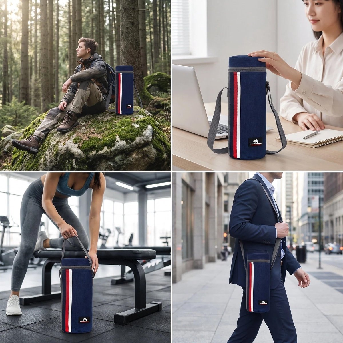 Thermotas voor waterfles - draagbaar - met verstelbare schouderriem - ideaal voor outdoor en reizen - ShopVlot