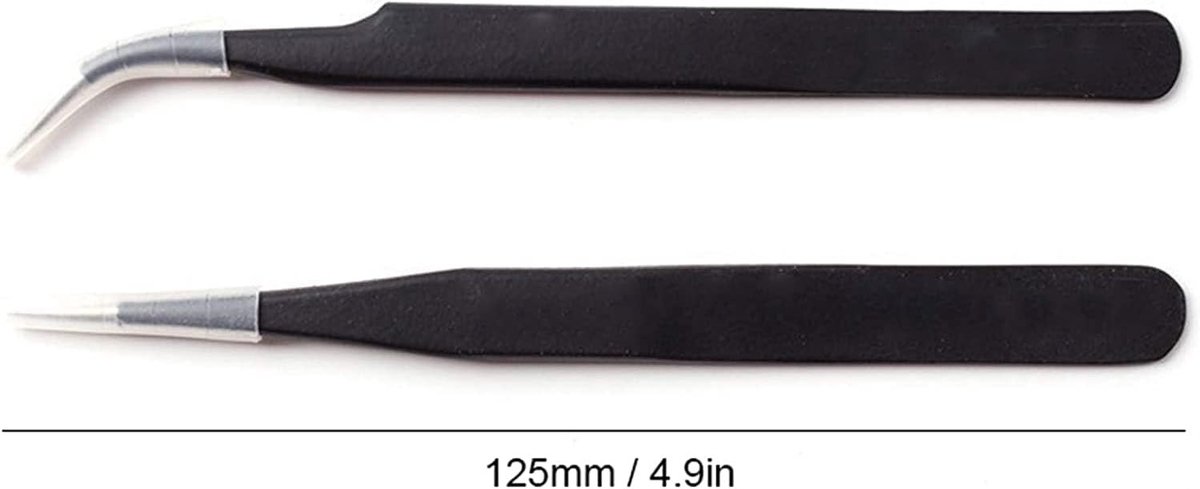 Eyelash Tweezers Set van 2 Stuks, RVS Wimperspeldjes met Rechte en Gebogen Punt voor Valse Wimpers Aanbrengen