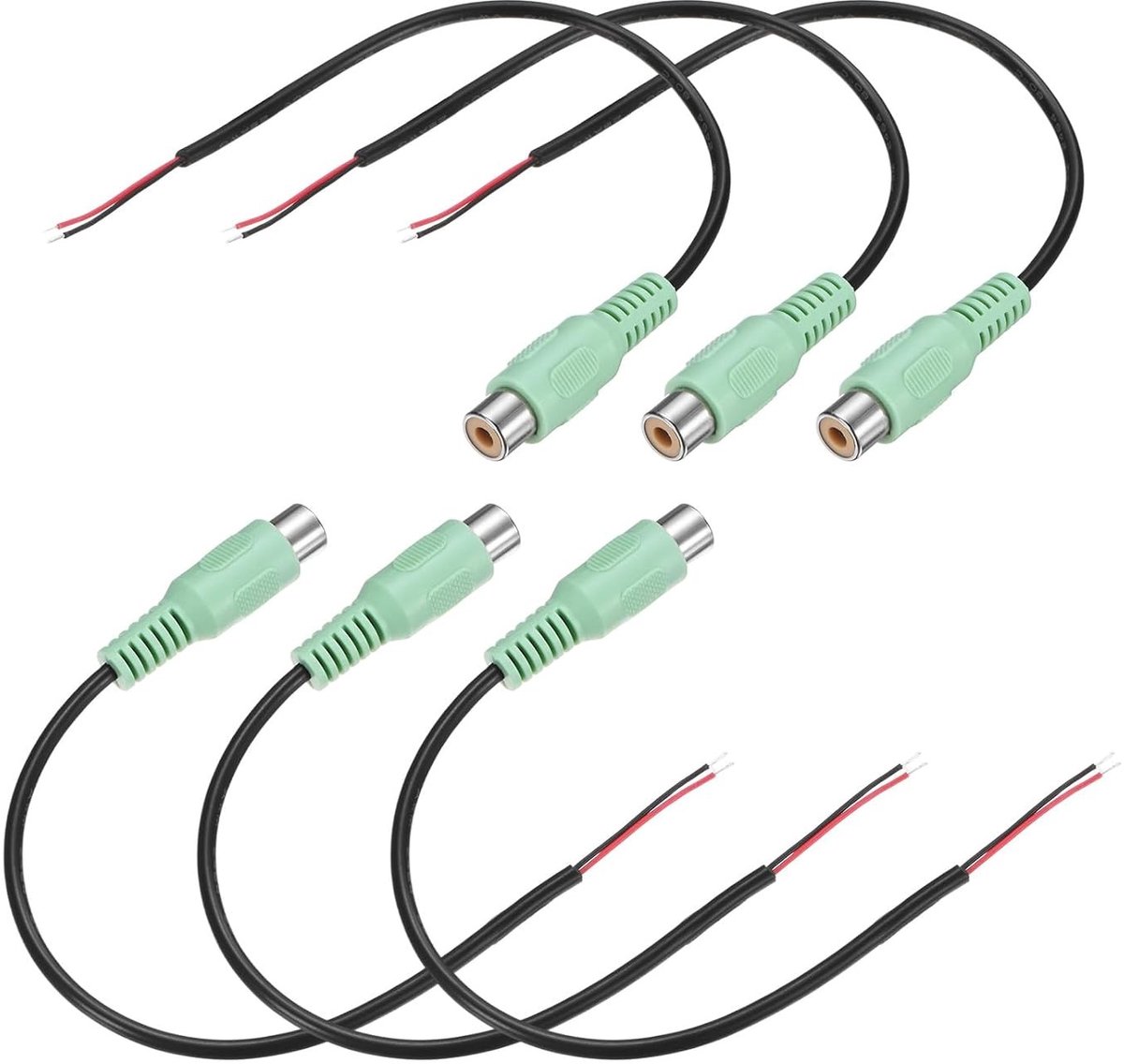 6 Stuks Cinch Adapter naar Draad voor Luidsprekers, 0.2M Verbinding voor AV Receiver en TV, Verstevigde Reparatiekabel met Verbeterde Geluidskwaliteit