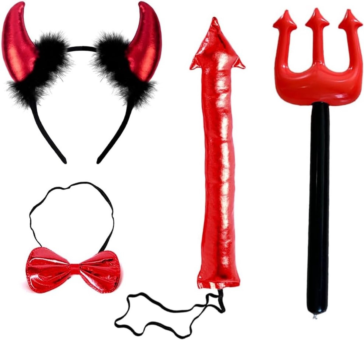 Premium Hoornenkopband Set met Trident voor Dames - Duivels Kostuum Accessoire voor Halloween, Carnaval en Themapartijen, Inclusief Trident (1 Set)