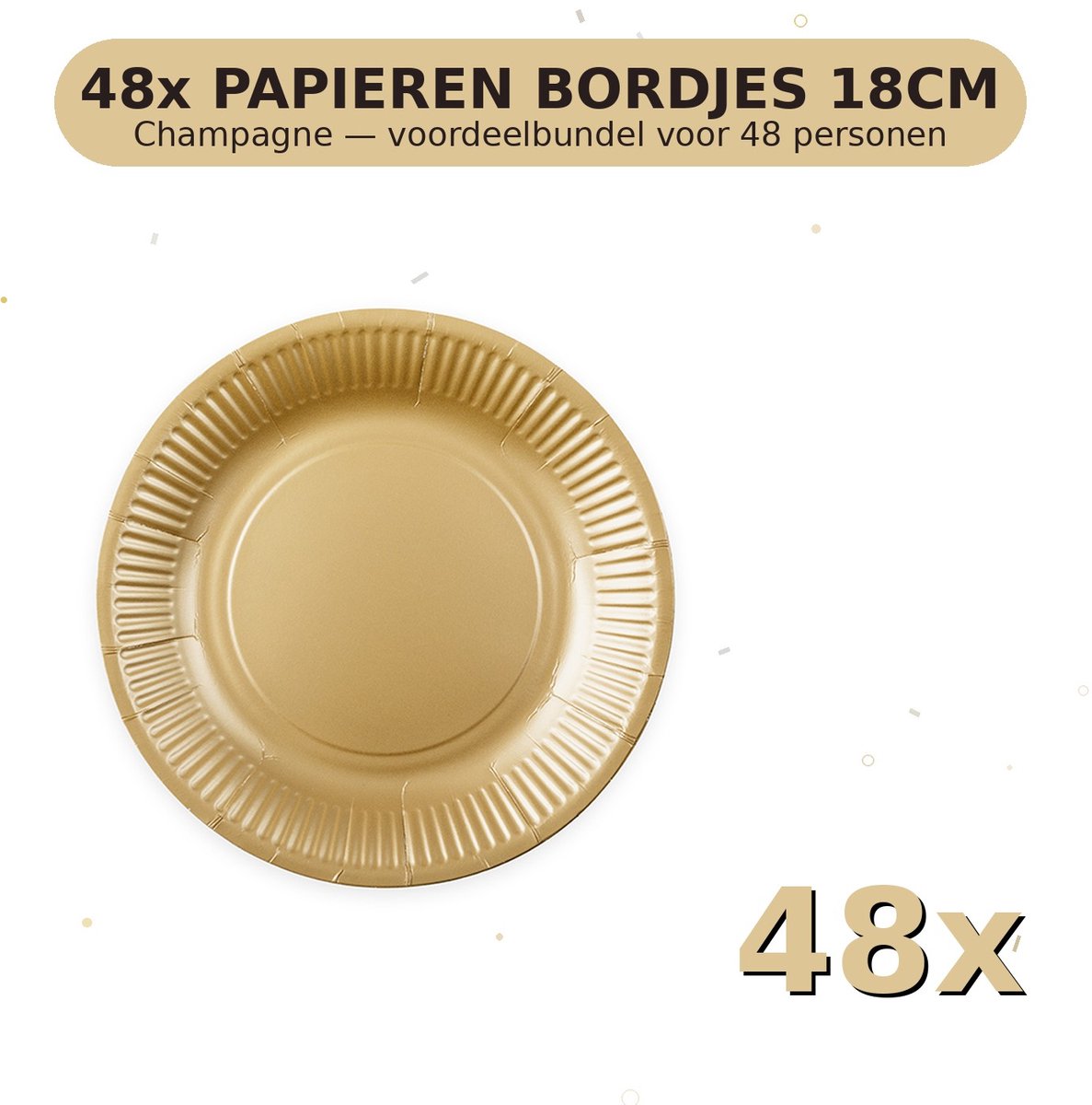 Bordjes 18cm FSC Champagne - Voordeelverpakking 48 Stuks voor tot 48 Personen - Feestartikelen