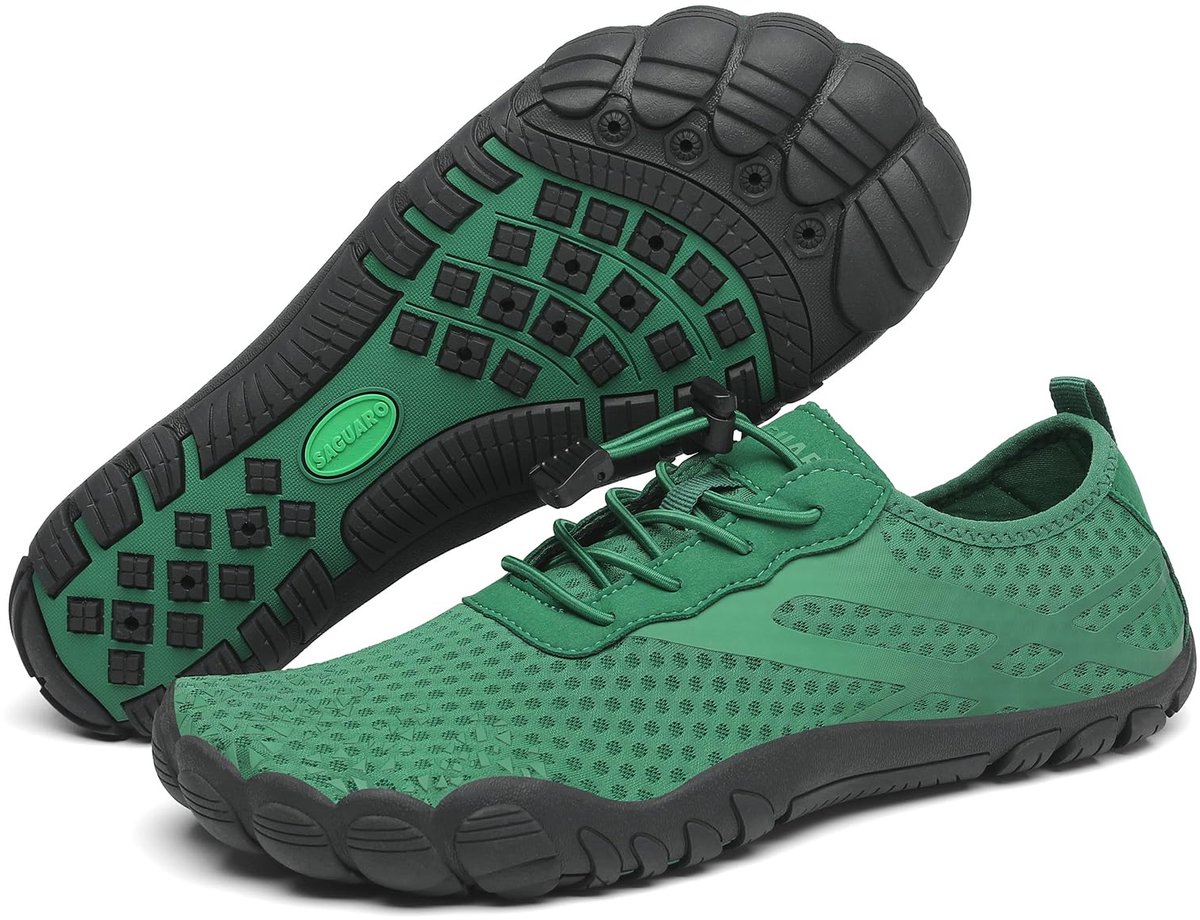 SAGUARO Waterschoenen voor dames en heren, sneldrogend, blote voeten, strandschoenen, maat 36-48, Bos Groen, 44 EU - ShopVlot