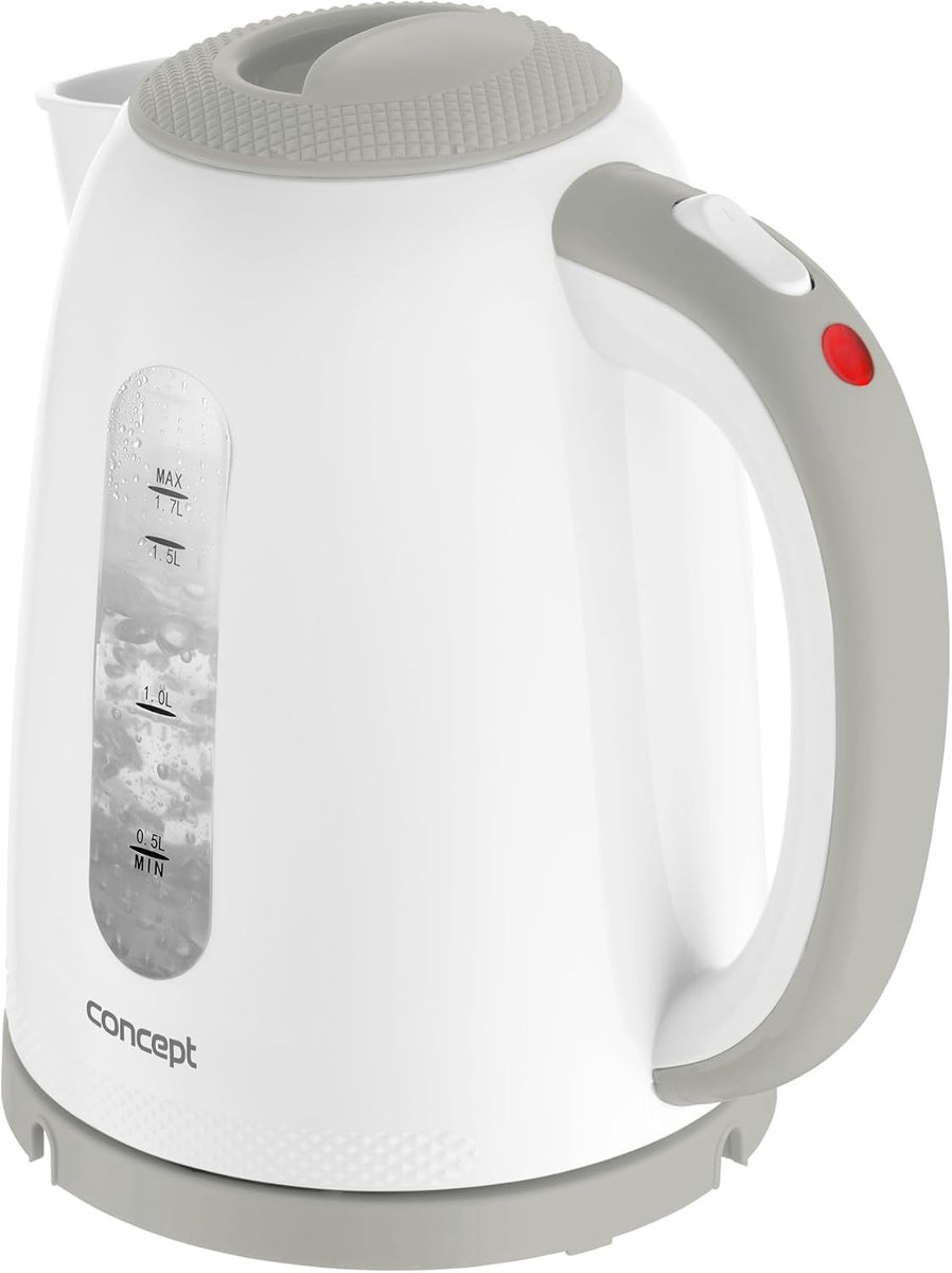 Draadloze Waterkoker - Grijs - 1,7 l - Kunststof met Modern Design - Voor Elke Keuken
