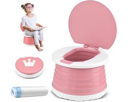 Potje voor kinderen - Reispotje opvouwbaar - Onderweg zindelijk - 3-in-1 multifunctioneel - 24 x 17 cm - Roze
