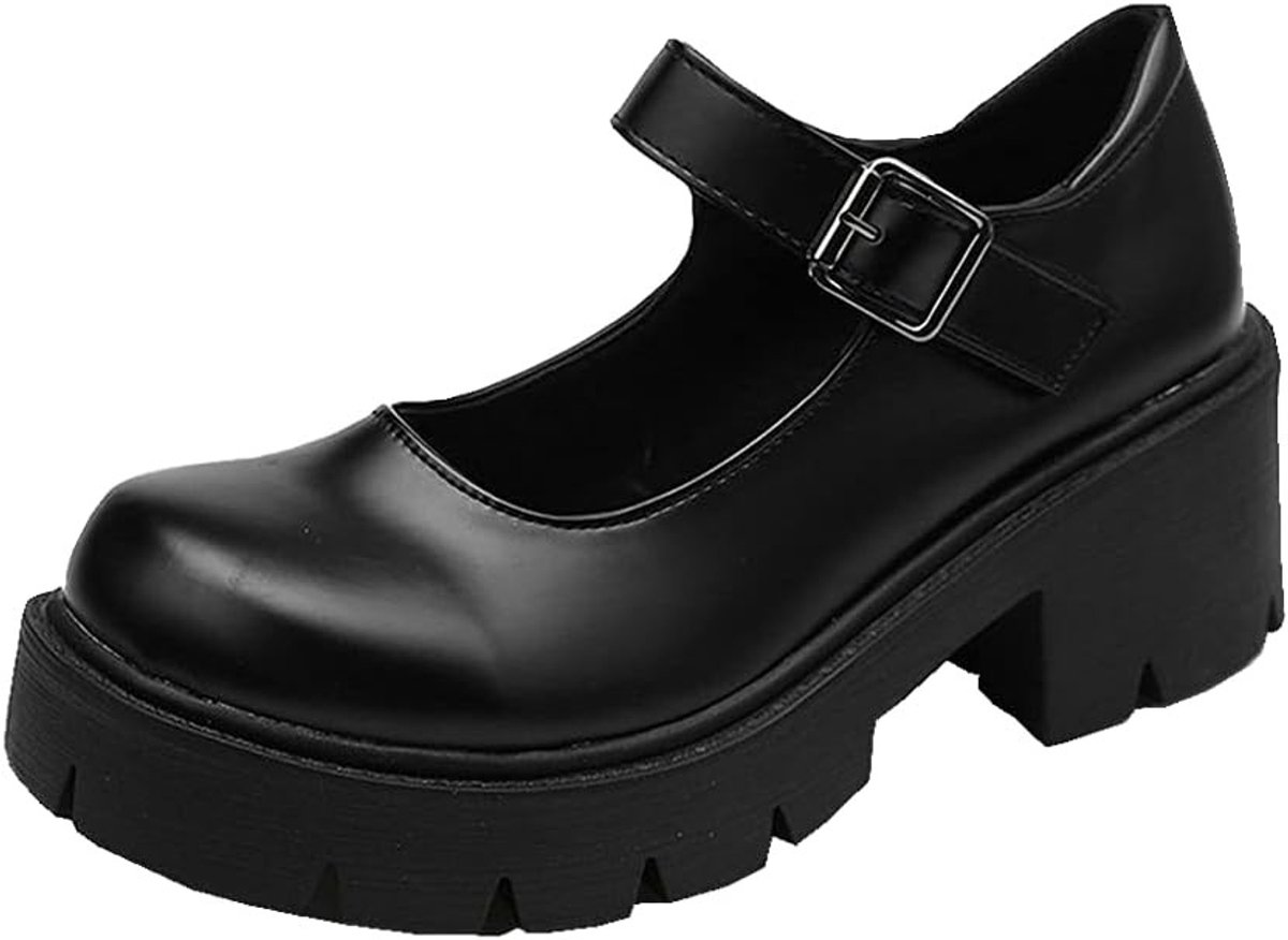 Platform Mary Jane schoenen met chunky zool voor Gothic Lolita stijl, patentafwerking en comfort