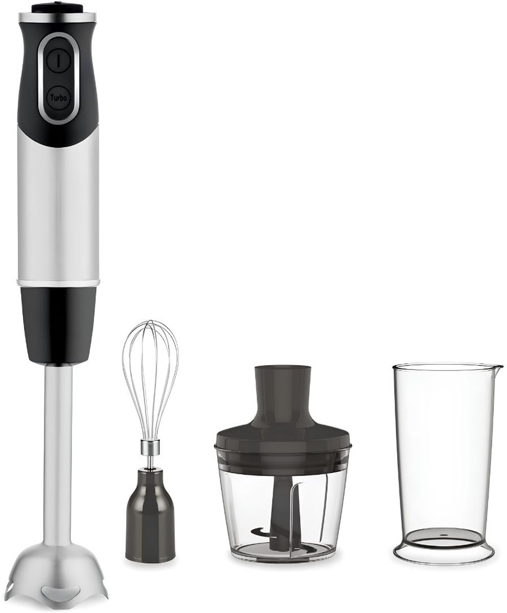 TYR® Staafmixer Set - 3-in-1 - Staafmixer - Met Hakmolen 500 ml en Garde - Zilver/Zwart - 7cm x 7cm x 40cm
