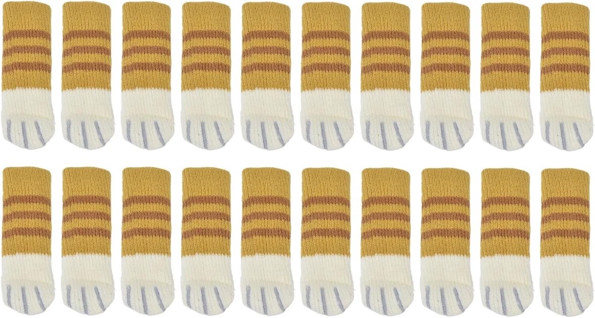 Set van 20 Antislip Stoelvoetjes met Gebreid Patroon van Kattenpootjes - Geluidsdempende Beschermers voor Meubelpoten