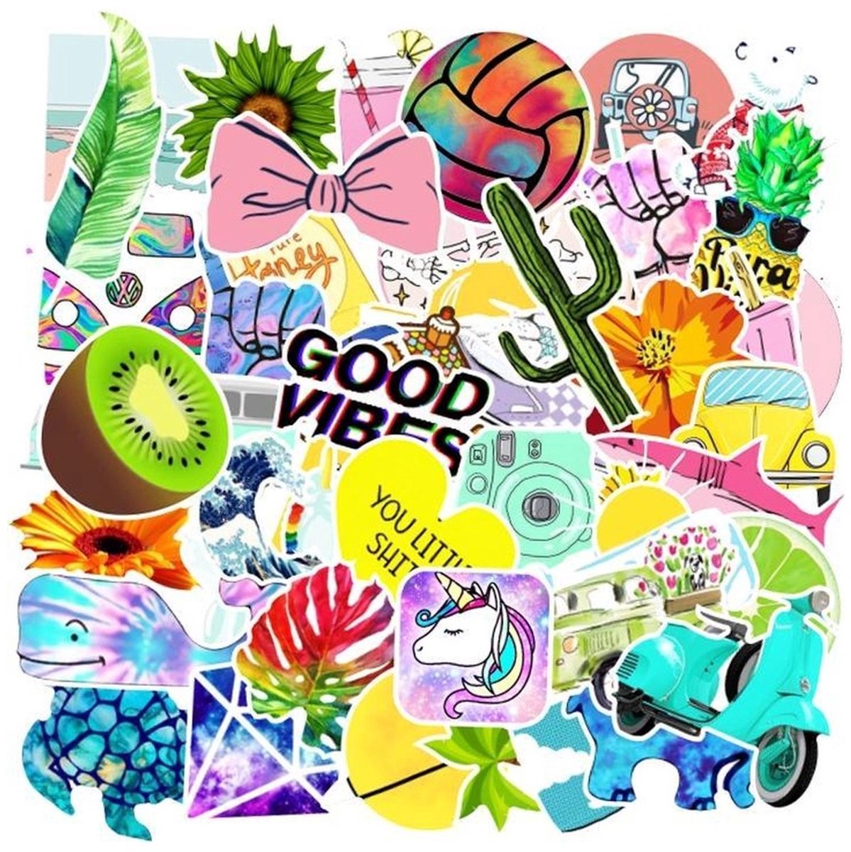 100 VSCO Girl Stickers – Kleurrijke Plaatjes, Teksten & Aesthetic