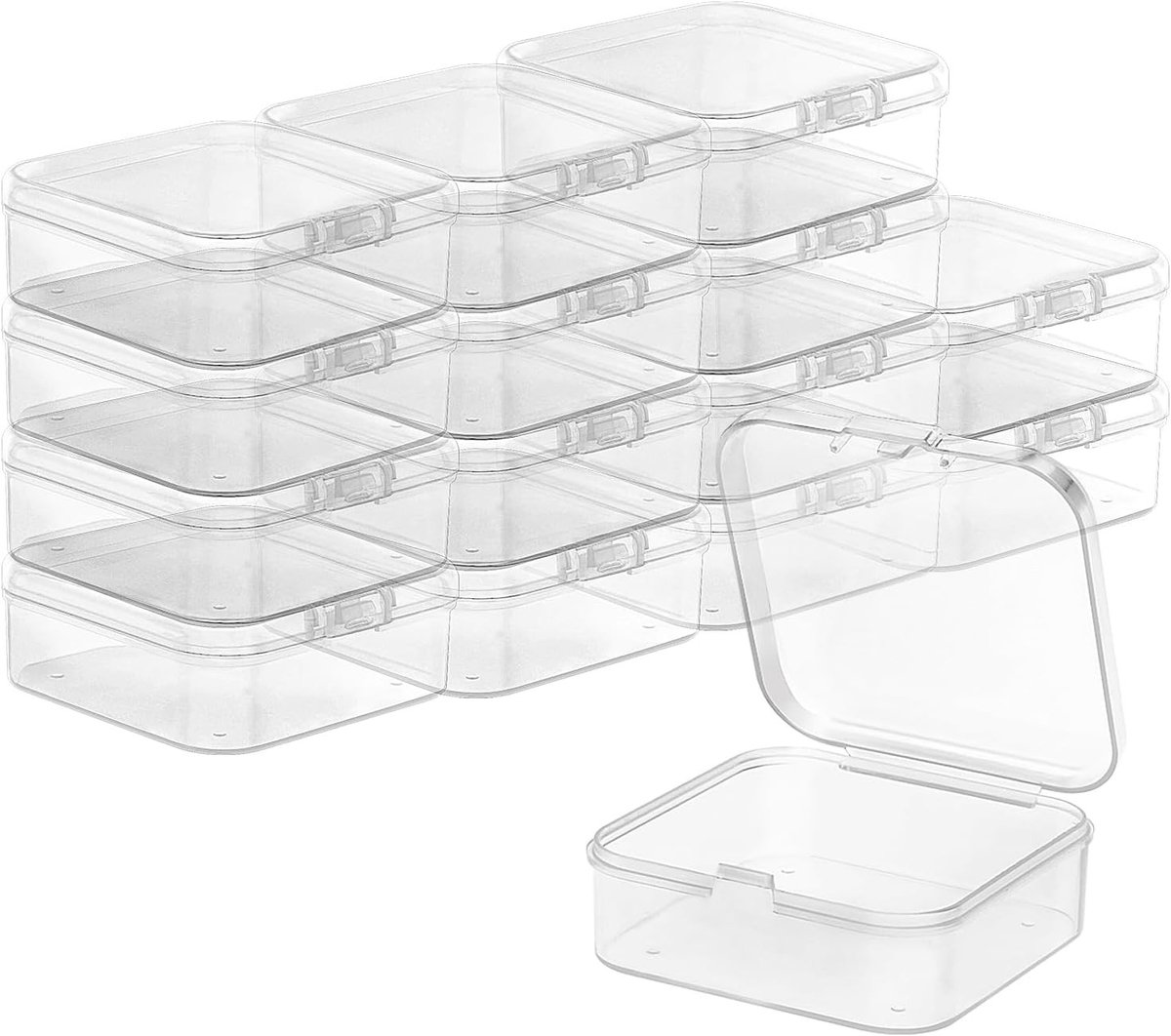 15 Stuks Opbergdozen met Deksel - Transparante Plastic Dozen voor Pillen, Kralen, Sieraden en Knutselprojecten