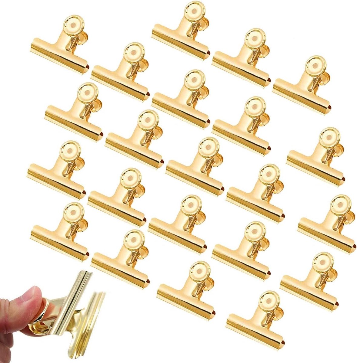 Set van 30 Gouden Binder Clips en Paper Clips van 22mm voor Foto's, Kantoor en Thuisgebruik