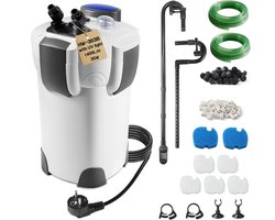 Krachtige Buitenfilter voor Aquarium met UV Lamp, 1400 L/h, 35 W - Verstelbare 3-Fase Canisterfilter voor Aquaria tot 300 Liter, Inclusief Filtermateriaal en Slang