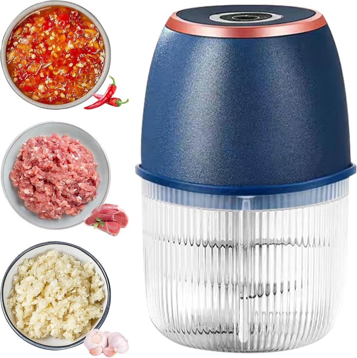 Krachtige Elektrische Mini Hakker 350 ml - Draagbare Hakker voor Uien, Fruit, Noten, Vlees en Knoflook met USB Aansluiting - Ideaal voor Snelle Bereidingen