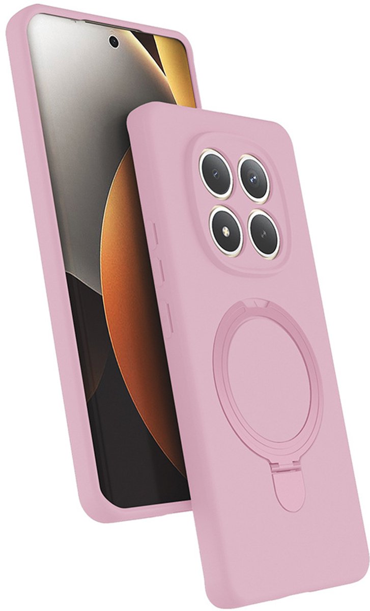 Hoesje Geschikt voor Xiaomi Redmi Note 15 Pro 4G Hoesje Roze – Zachte Siliconen Backcover met Ring – MagSafe Geschikt – Slim & Beschermend