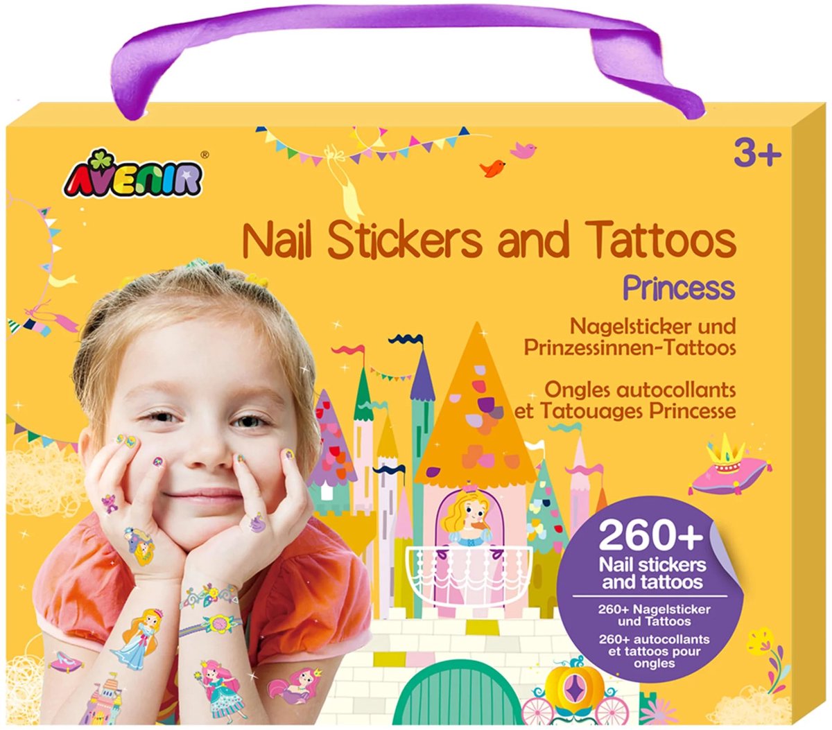 Nagelstickers & tatoeages - prinsesmotiem - tijdelijke stickers - creatief plezier voor kinderen vanaf 3 jaar - ShopVlot
