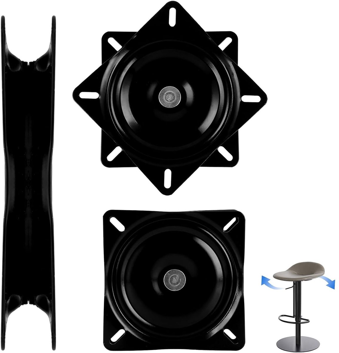 Zware Zwenkhardware met 360 Graden Zwenklagers voor Stoelen en Krukken, 200 kg Draagvermogen, Roestvrij Staal, 154 mm Latticeplaat
