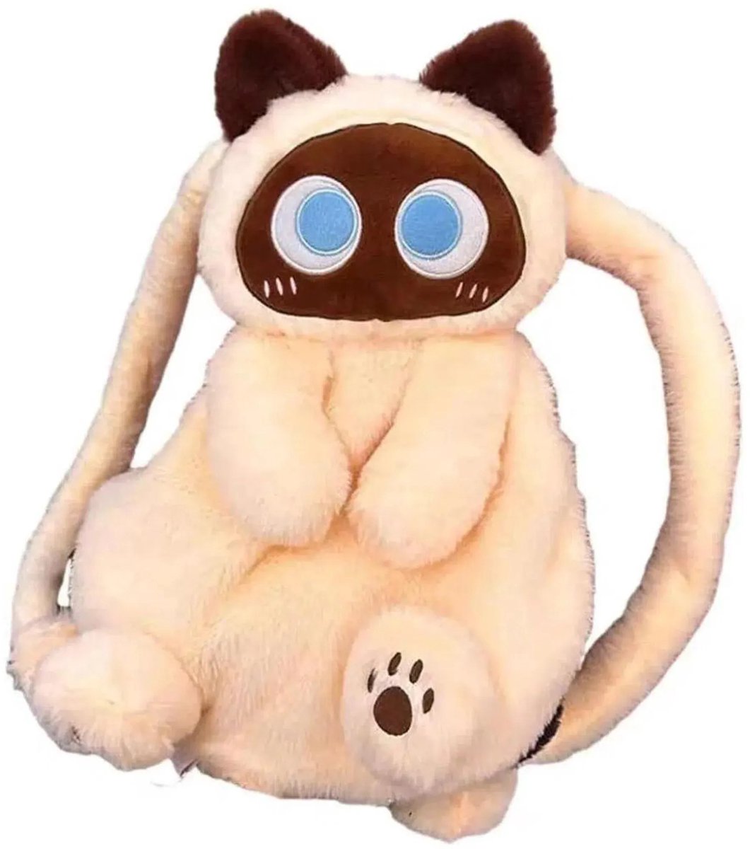 Casalora Pluche Kat Rugzak Knuffel – Zachte Rugtas Kinder en Volwassen – 40cm
