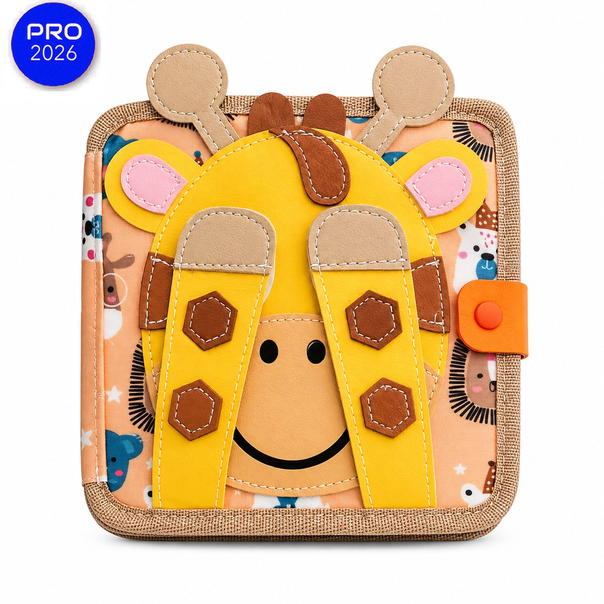 Brivano Montessori Educatiefboek - Montessori Boek - Brivano Montessori Boek - Montessori Activiteitenboek - Montessori Vilt Busy Book Giraf – Educatief Voelboek voor Baby's en Peuters