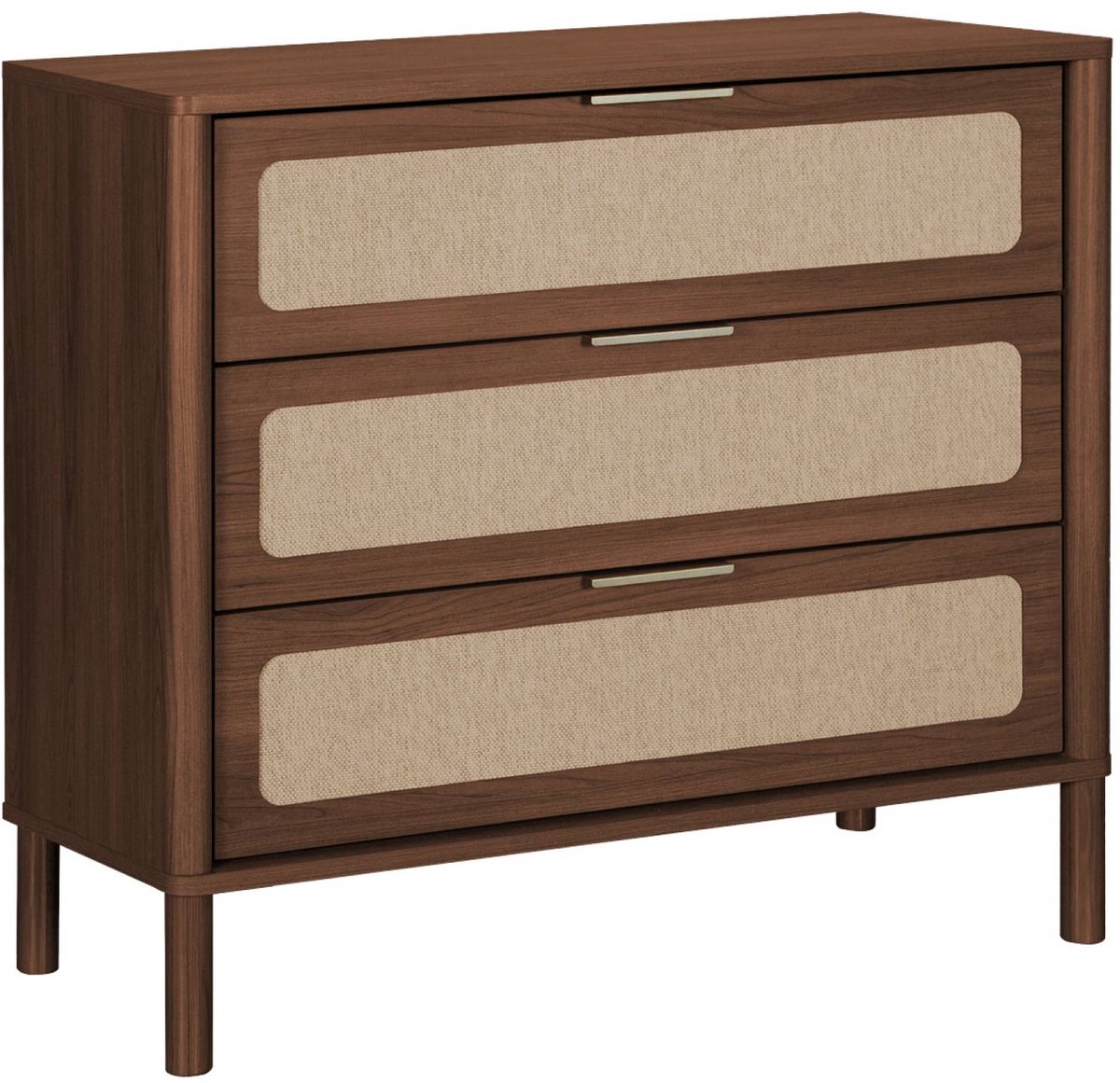 sweeek - Vintage dressoir met 3 lades houtdecor en rietwerk - etta