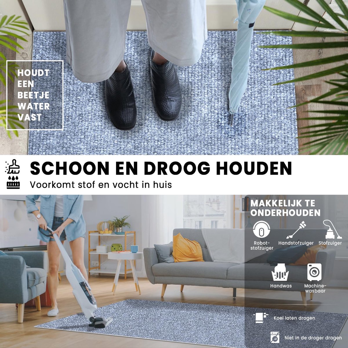 Tapijtloper 180x60cm - Grijs - Antislip - Wasbaar voor binnen - ShopVlot