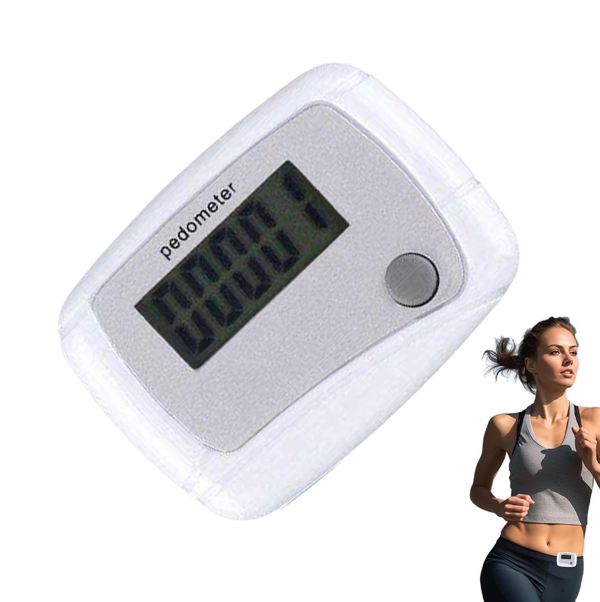 Set van 2 digitale stappentellers Geschikt voor fitness | Stappentellers Geschikt voor senioren, te gebruiken tijdens sporten, wandelen, hardlopen, training en andere activiteiten (wit)