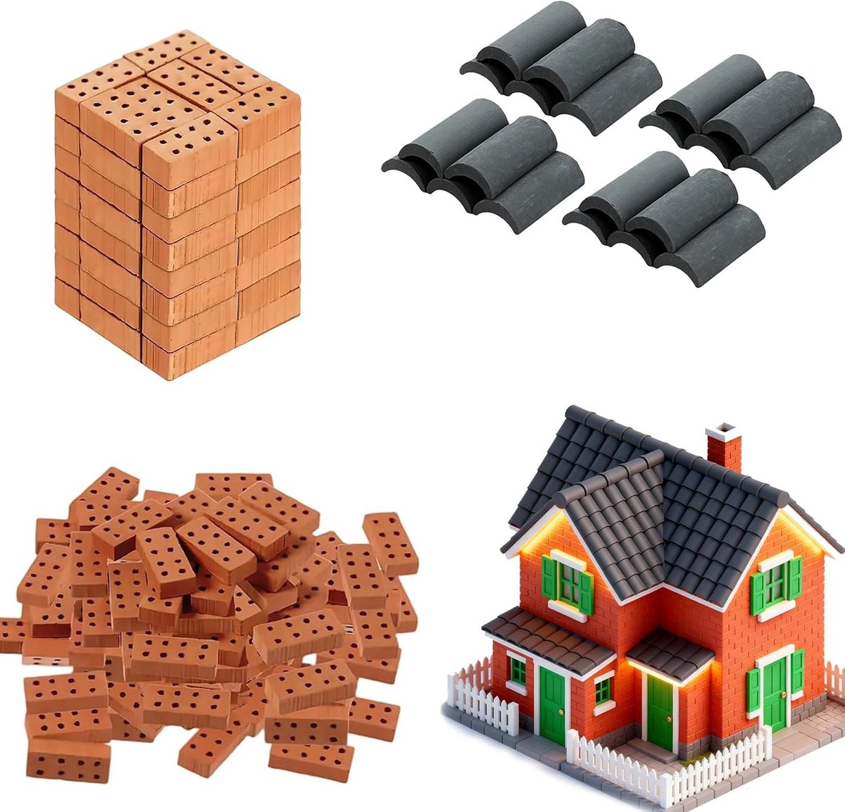 Miniatuur Bouwstenen voor Creatieve Projecten - Rode Blokken voor Tuinversiering en Landschapsdecoratie (2 x 1 x 0.5 cm)