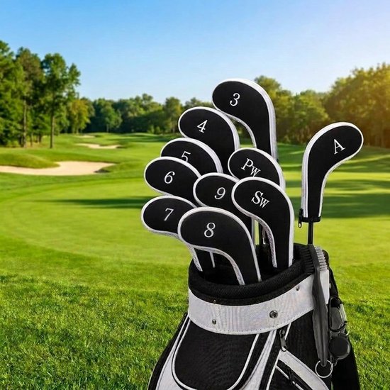 10-piece golf cap with cover for golf iron, long neck, number printing and 1 piece golf club brush - ShopVlot — afbeelding 5
