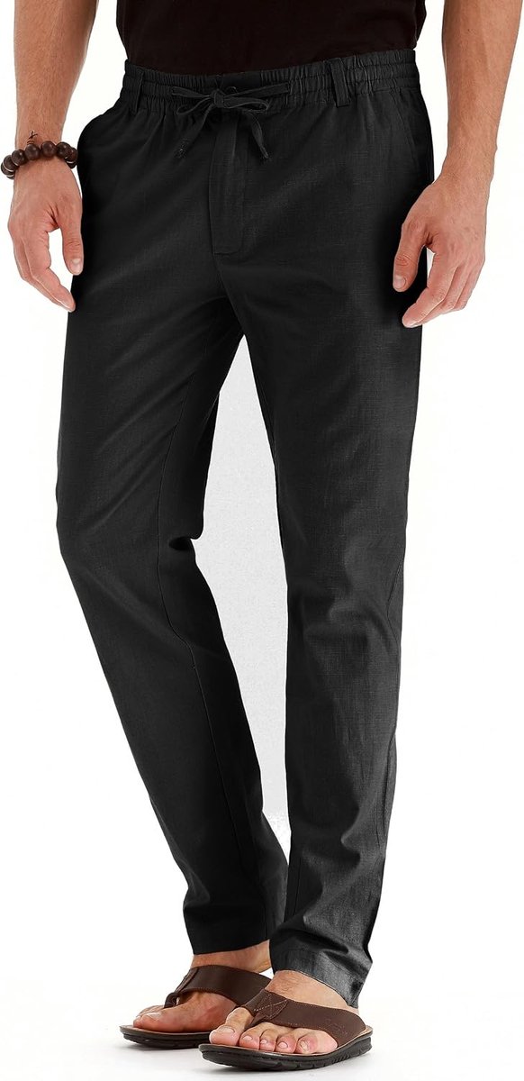 Sailwind Men's Linen Pants Drawstring Casual Summer Beach Loose Pants - ShopVlot
