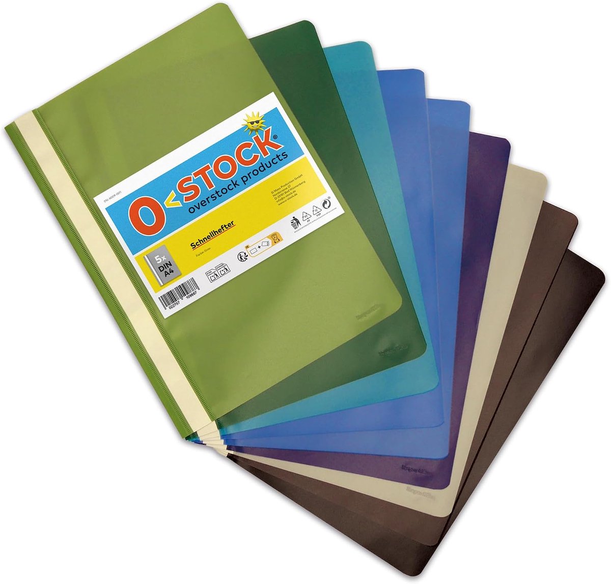 9 Stuks Snelhechtmappen A4 in 9 Kleuren met Transparante Voorkant en Metalen Mechanisme