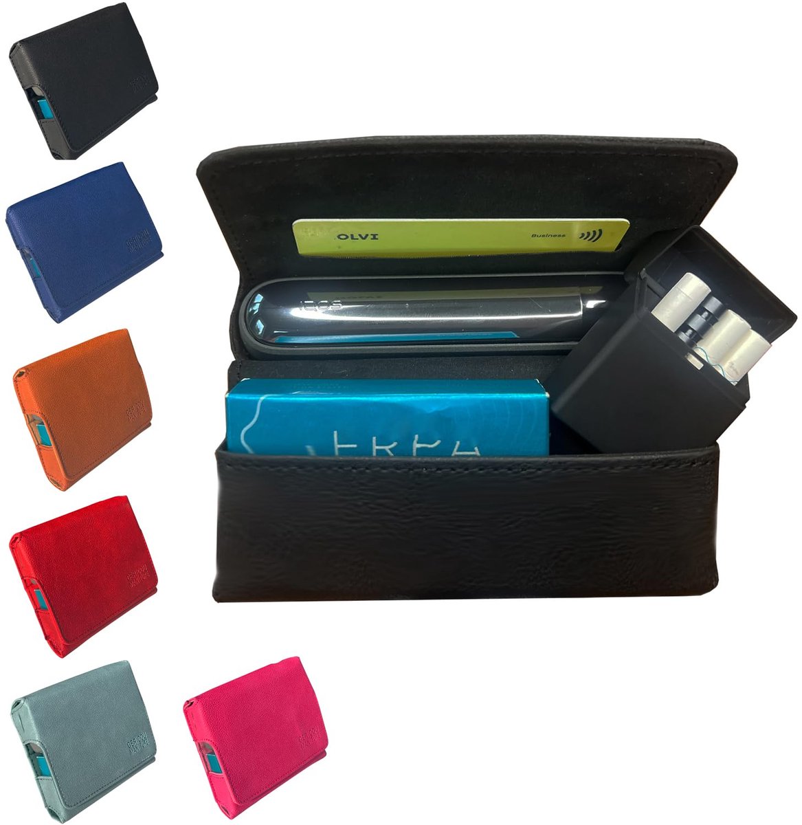 Etui voor IQOS ILUMA & ILUMA i Plus - Vintage zwart - Luxe beschermhoes - Perfect voor TEREA Delia LEVIA sticks - ShopVlot